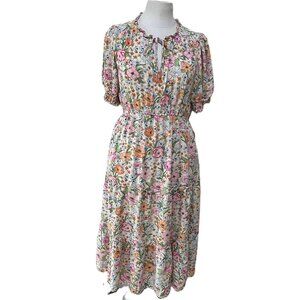 Who What Wear Floral Puff‑Sleeve Midi Dress